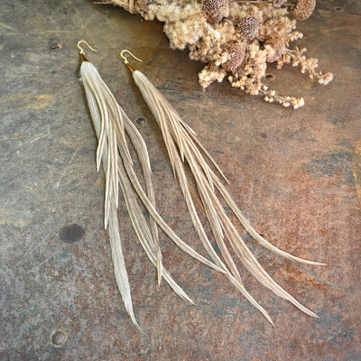 FREEBIRDS COLLECTION: Cone Feather Earrings - Champagne