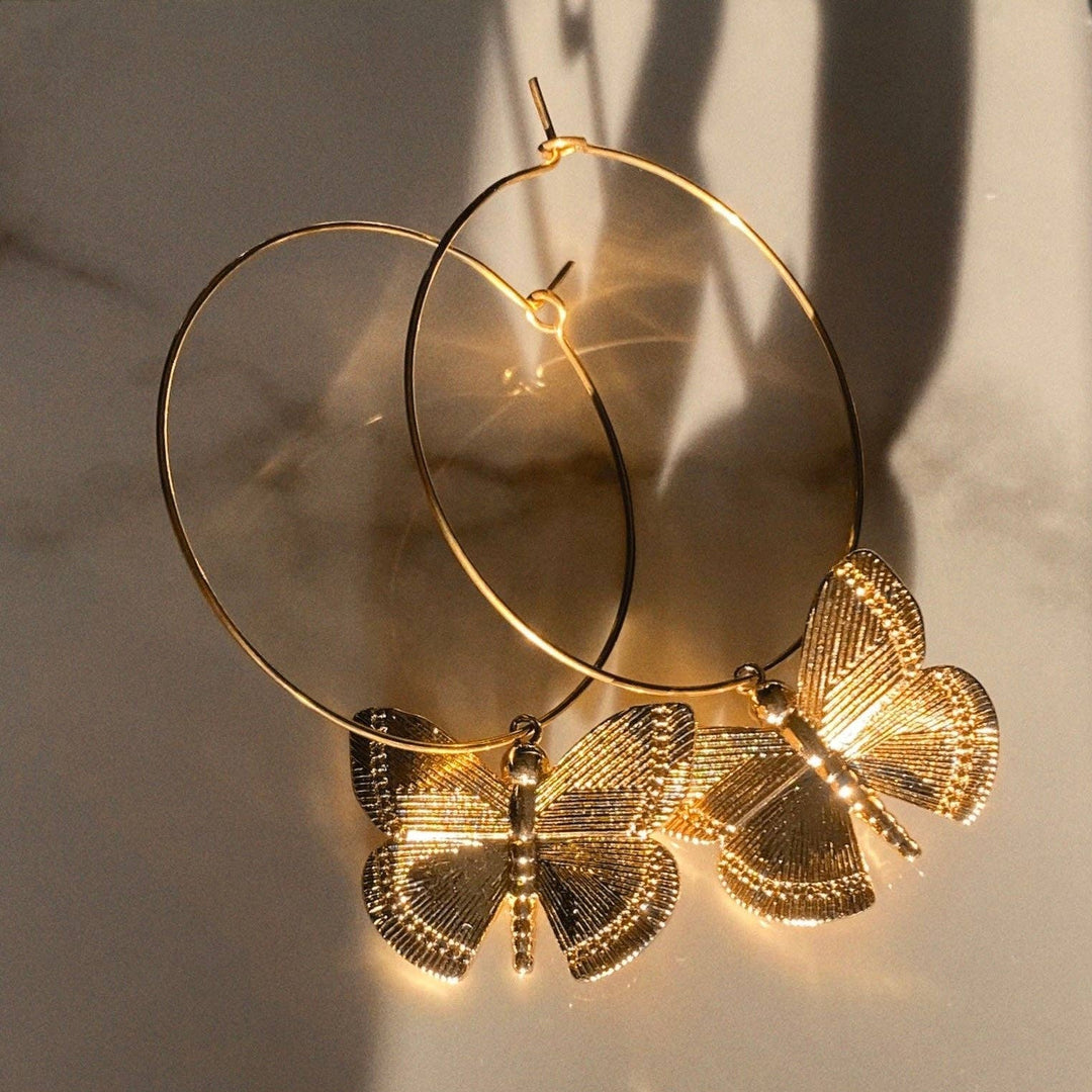 Earrings-Magnolia Butterfly Hoop