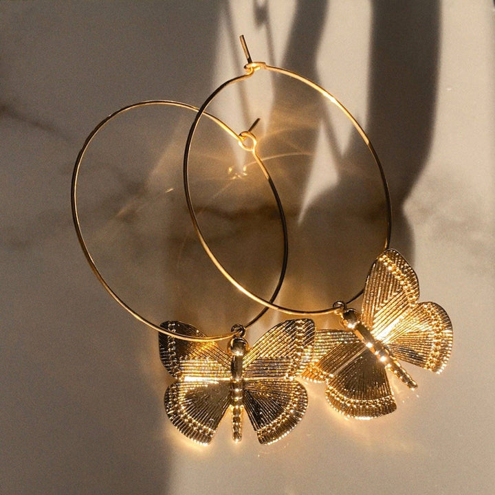 Earrings-Magnolia Butterfly Hoop
