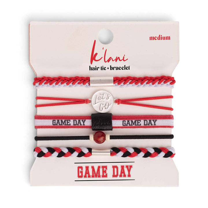 Hair Tie Bracelets-Game Day Red/White/Black