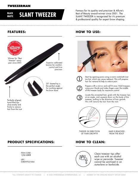 Retail-Black Matte Slant Tweezer