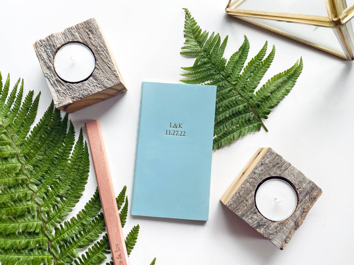 Custom Text Foil Embossed Mini Notebook: Burgundy / Gold shimmer