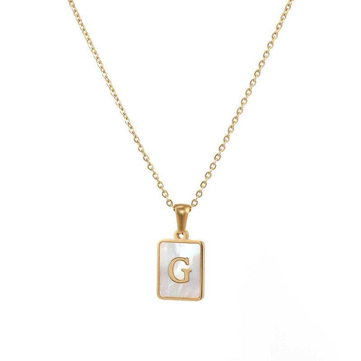 Square Initial 18K Gold-plated Shell Necklace