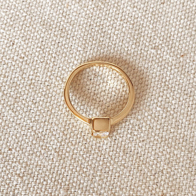 Dainty 18k Gold Filled Square Solitaire Ring