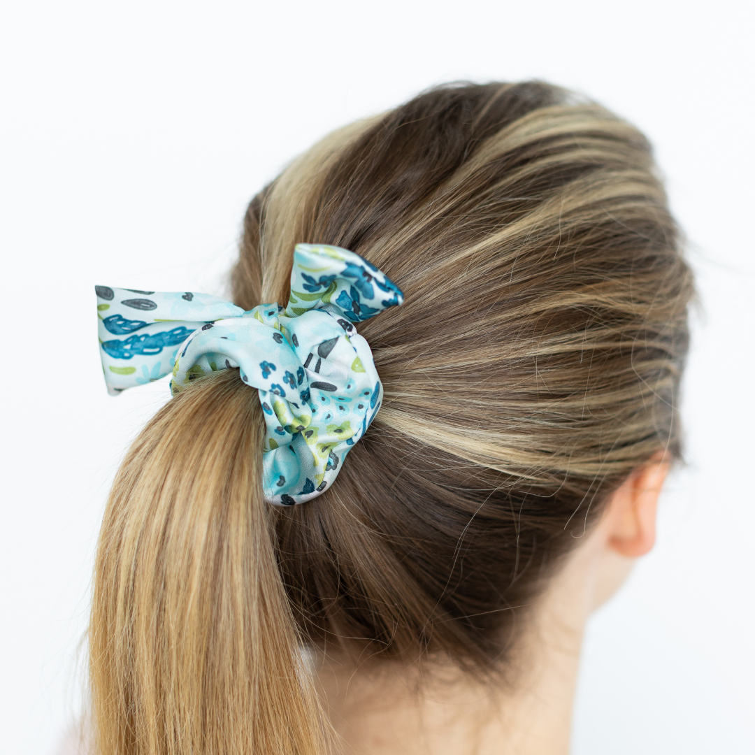 Waterfall Floral Satin Scrunchie