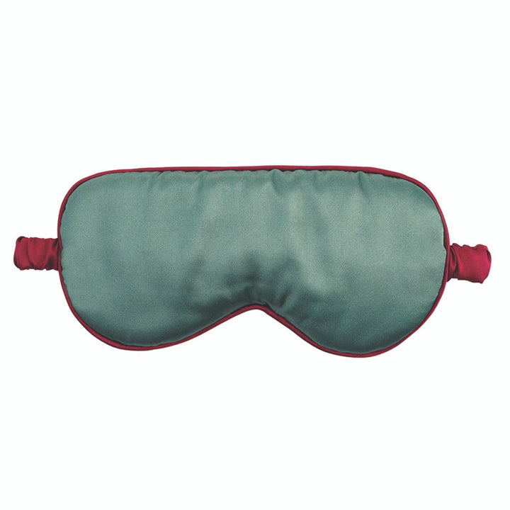 Sleep Mask in Ornament - Forest Green + Burgundy Trim