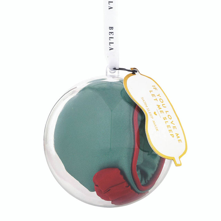 Sleep Mask in Ornament - Forest Green + Burgundy Trim
