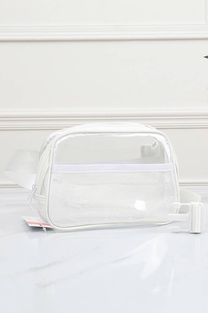 Solid Color Trim Clear Waist Crossbody Bag