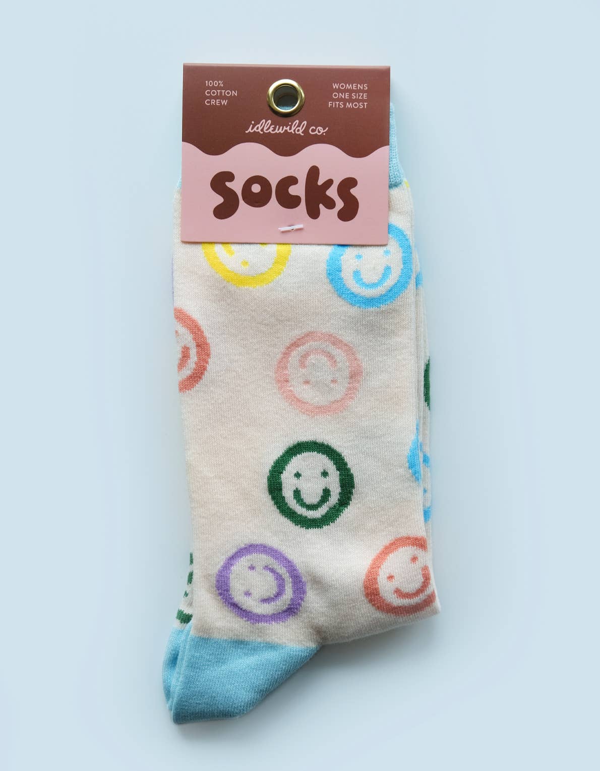 100% Cotton Women's Crew Socks-Smiley