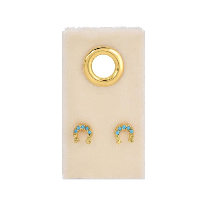 Velvet Gift Tag-Light Blue Horseshoe Studs