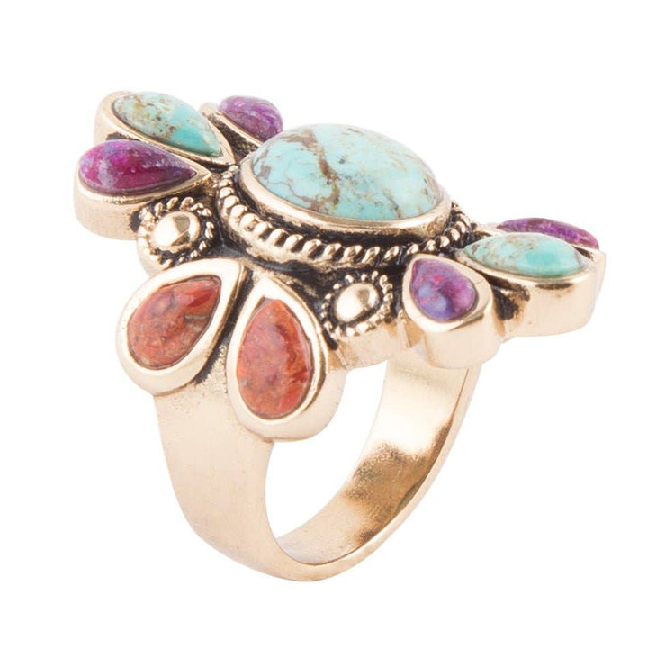 Ring-Native Color Blue Turquoise Multi Stone