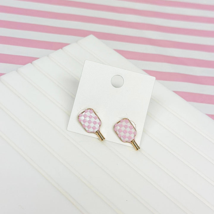 Enamel Stud Earrings-Pickleball