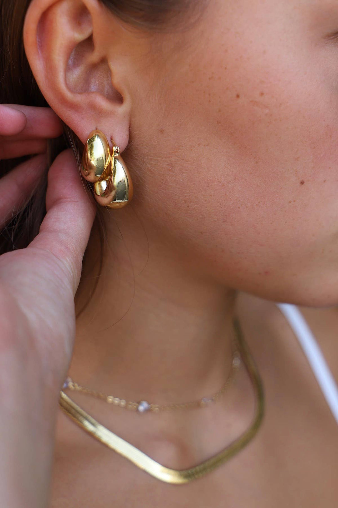 E1597G Gold Earrings-Coco Chunky Hoops-Gold