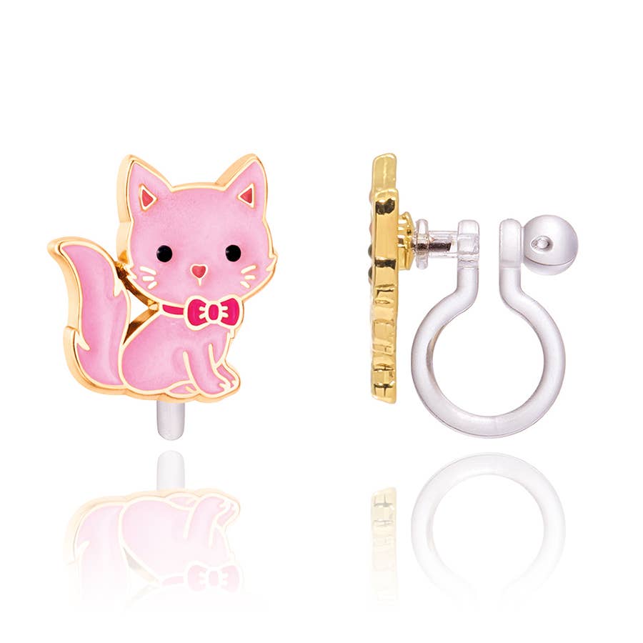 CLIP ON Cutie Earrings- Pink Kitty