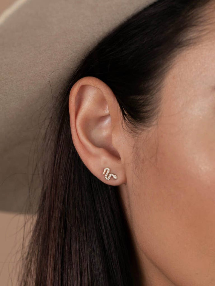 Earrings-Pave Stud Snake