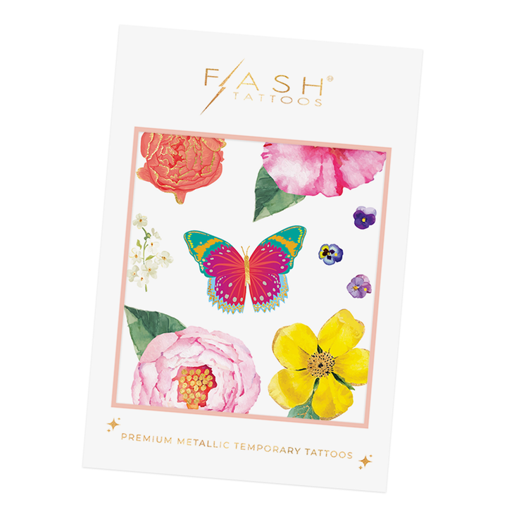 Emma Temporary Tattoo Pack | Metallic flower Flash Tattoos