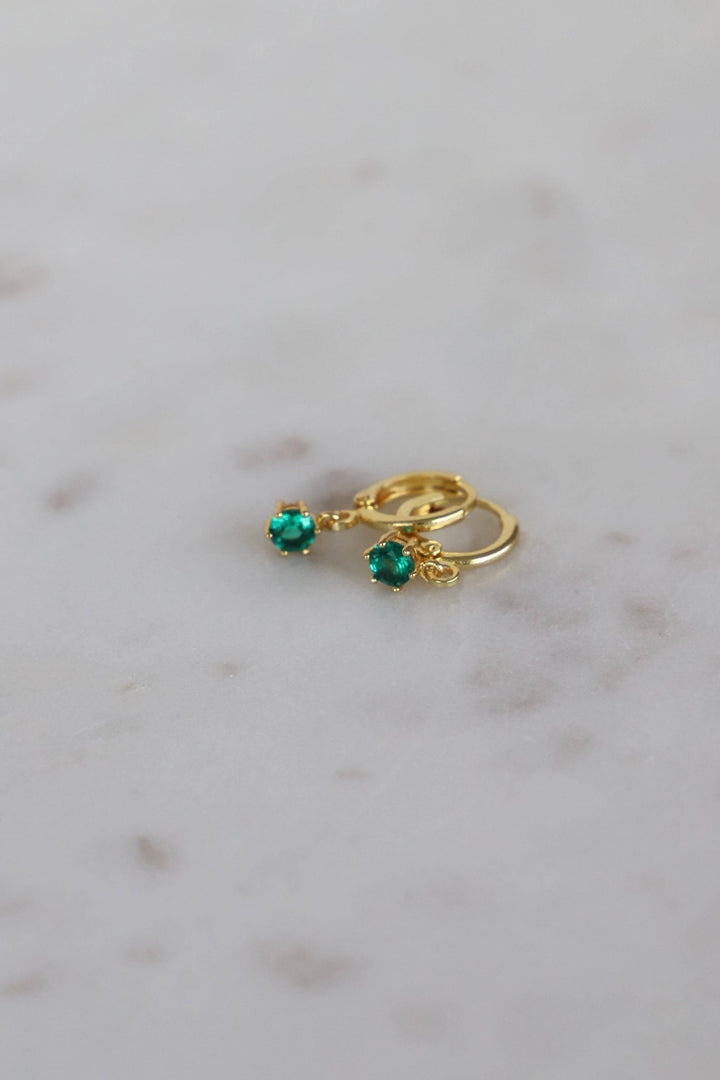 E1734G Earrings-Round Birthstone Huggies