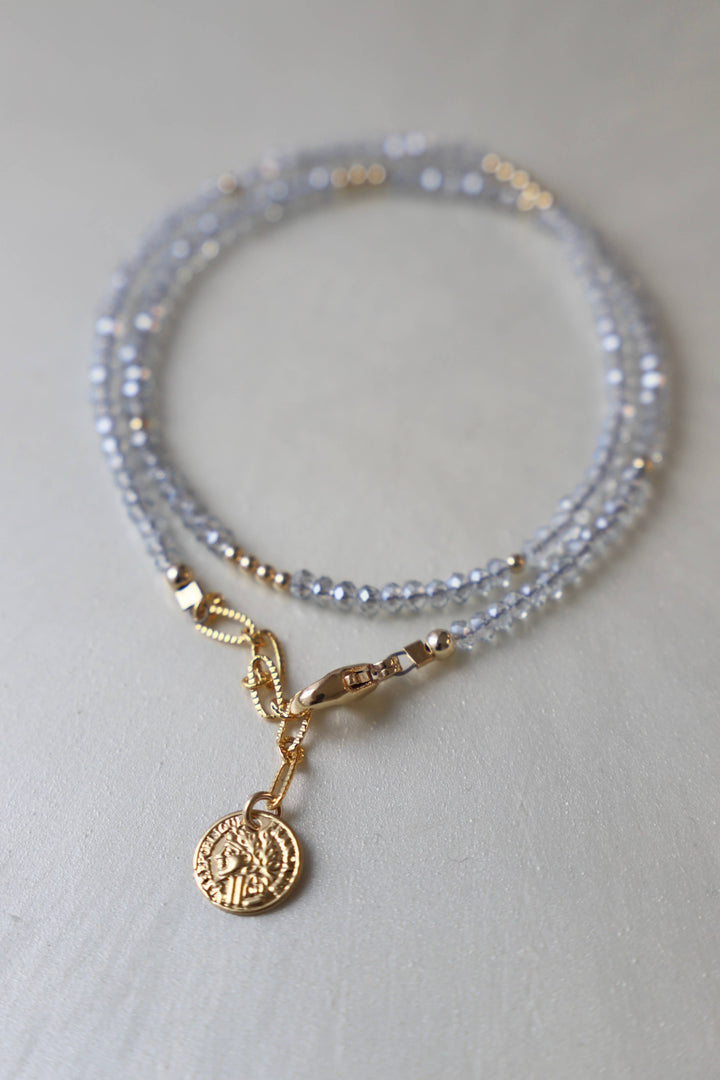 B1013LTBLUEG Bracelet-Light Blue Petite Crystal Double Wrap