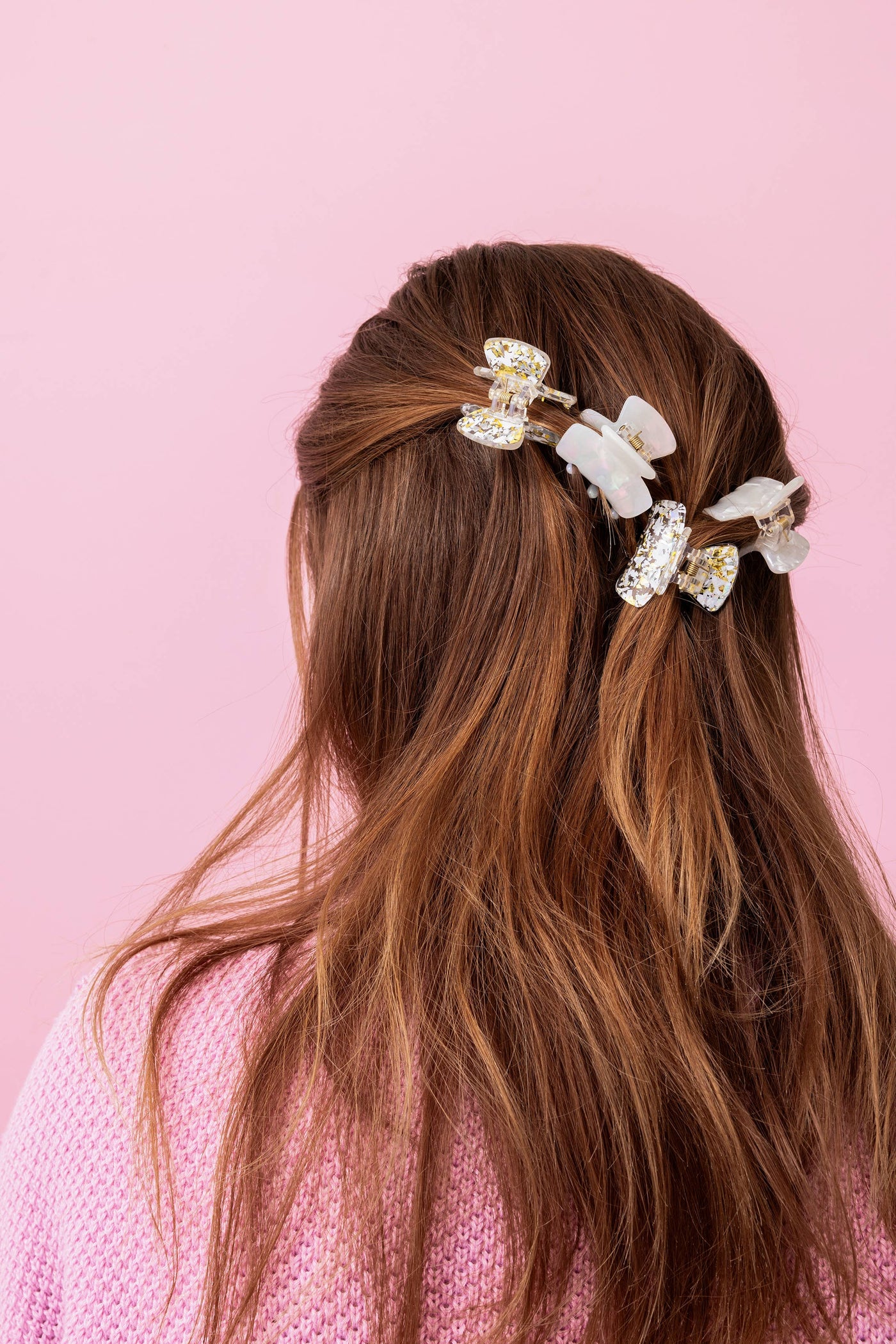 Mini Claw Hair Clips - Pearl Confetti