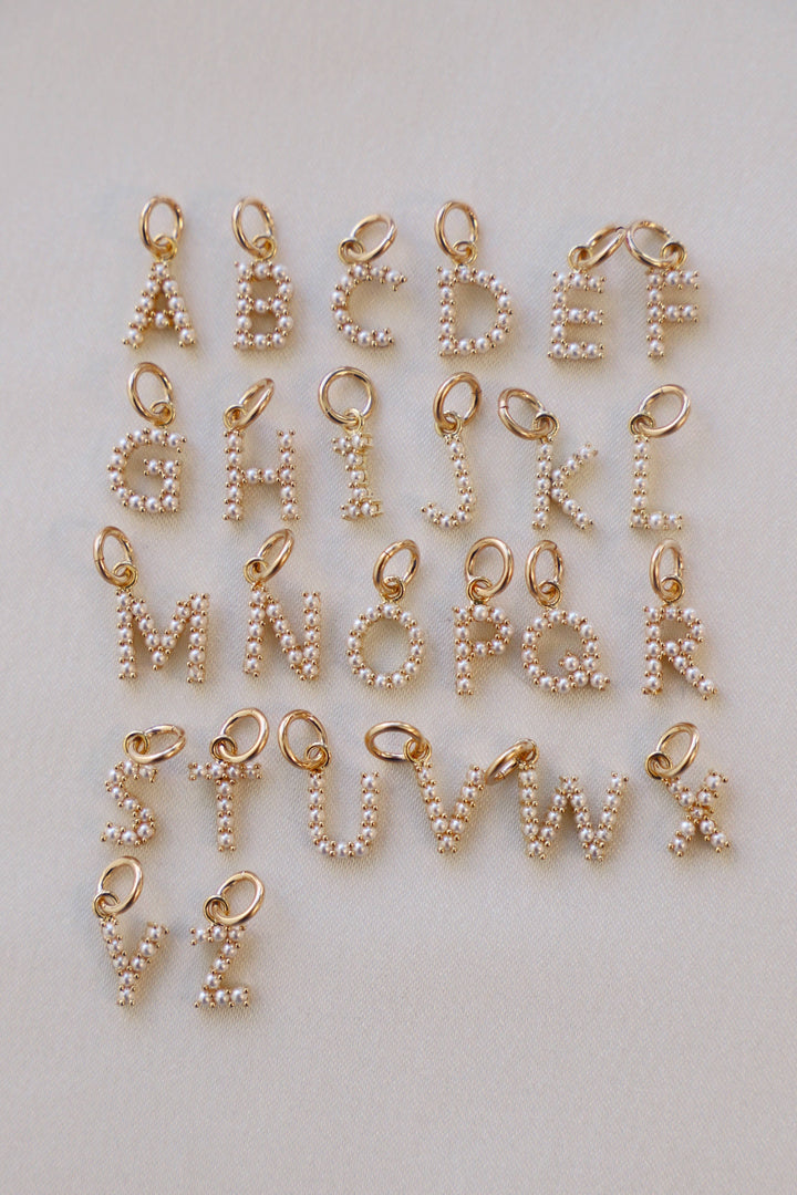 Charm-Pearl Initial Gold