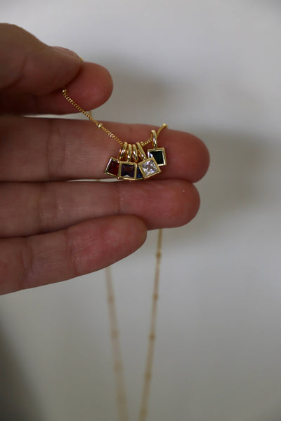 Charm-Birthstone Square Bezel Gold