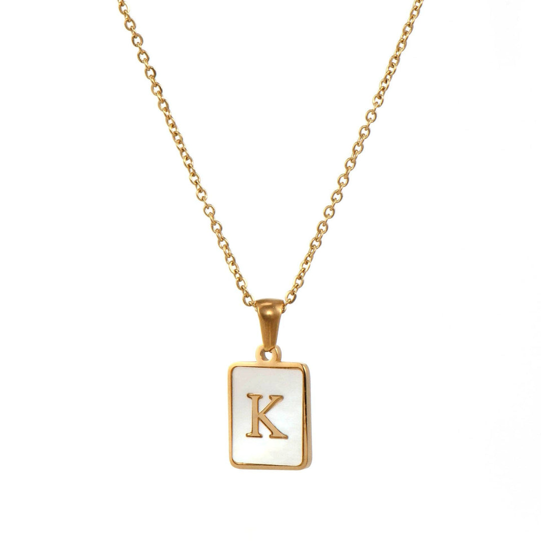Square Initial 18K Gold-plated Shell Necklace