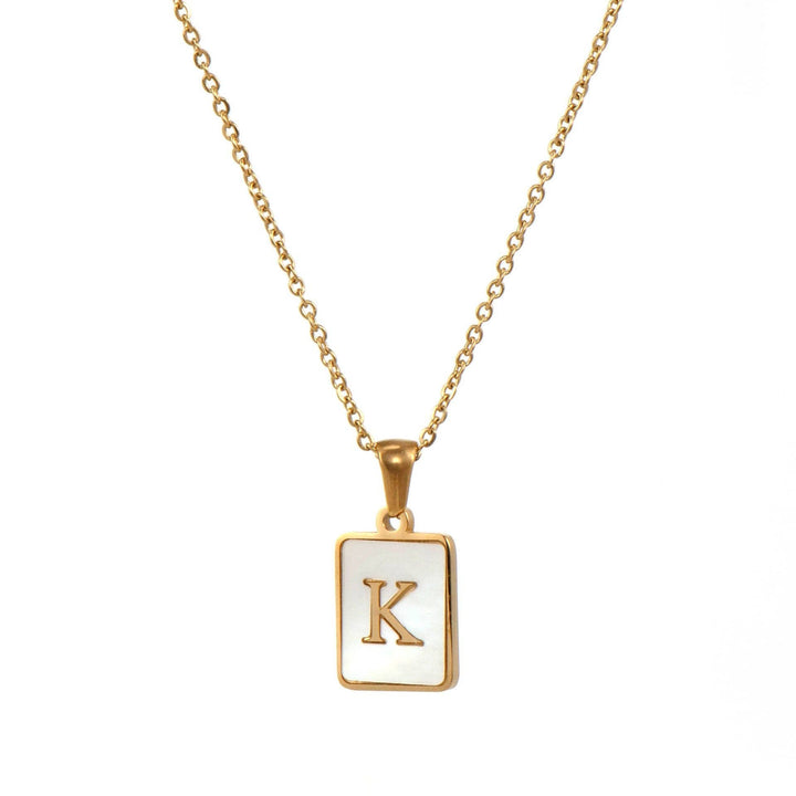 Square Initial 18K Gold-plated Shell Necklace
