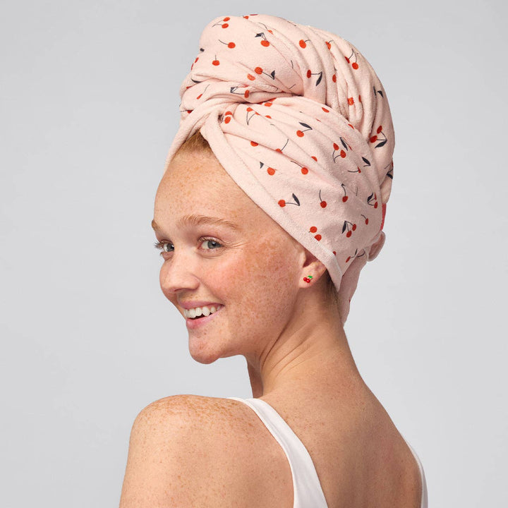 XL Hair Towel Wrap - Cherry Print