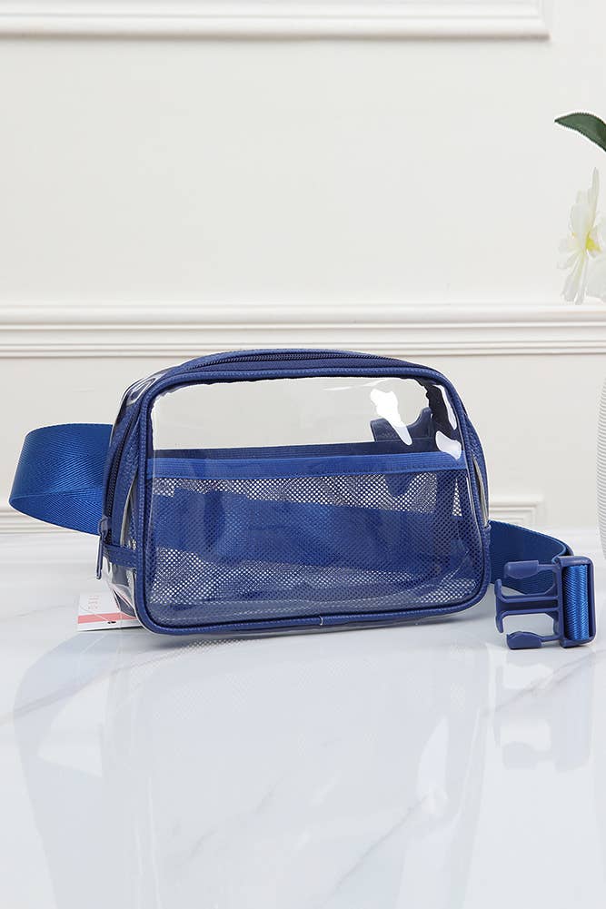 Solid Color Trim Clear Waist Crossbody Bag