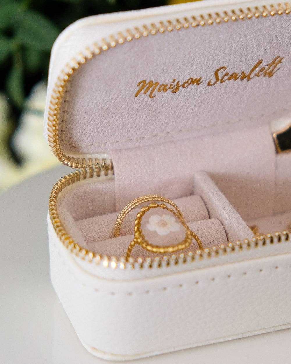 Marie-Leather Mini Travel Jewelry Box