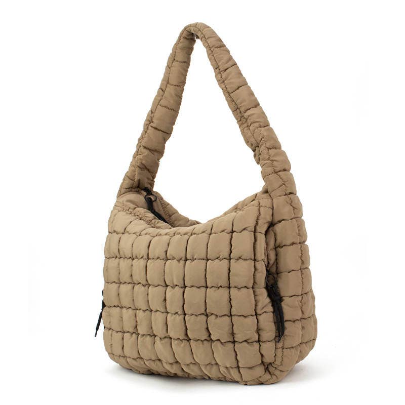 Carmella Pufferquilt Shoulder Bag-Oatmeal