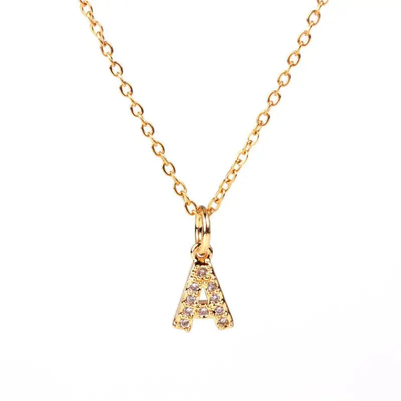 Initial Alphabet Letter Simple Gold Necklace