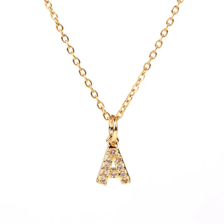Initial Alphabet Letter Simple Gold Necklace