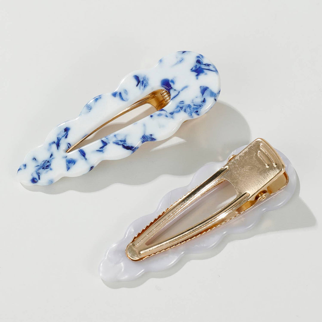 Marina Coastal | Scalloped Barrette Hair Clip (Set of 2)