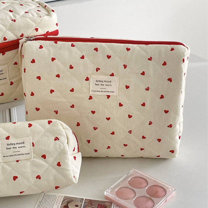 Red Heart Print Large Capacity Makeup Bag DP25E861