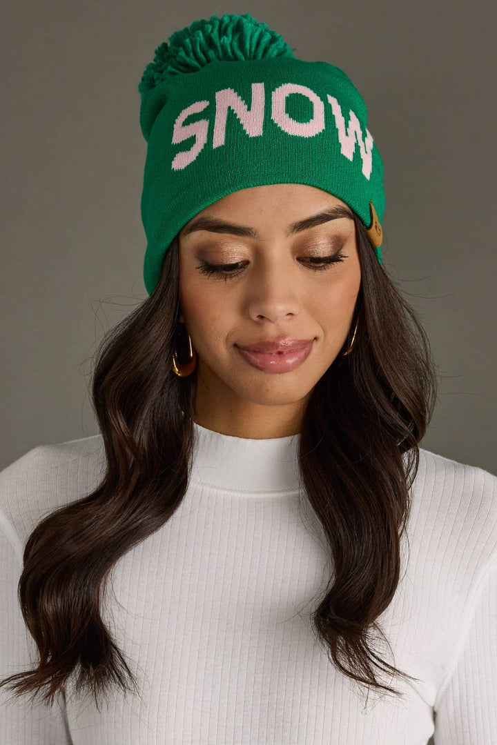 Pom Hat-Green Snow