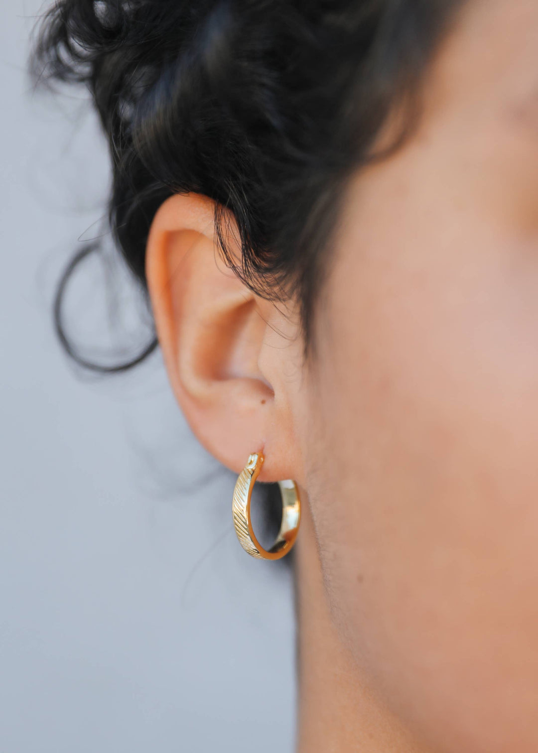 Earrings-Gold Hoop - Textured