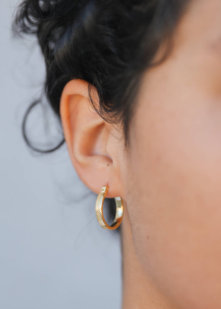 Earrings-Gold Hoop - Textured