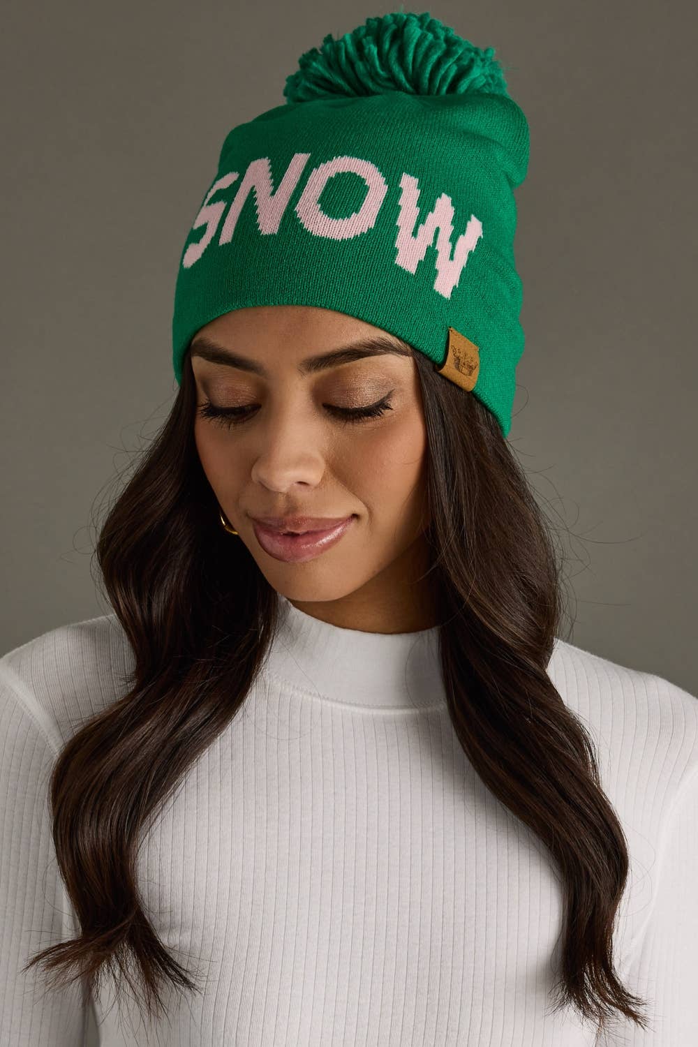 Pom Hat-Green Snow
