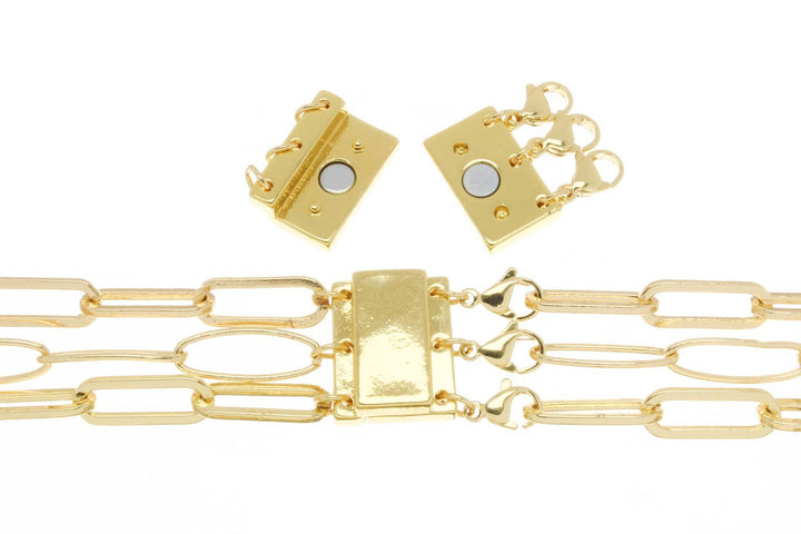 Strong Gold Magnetic Clasp Three Row for jewelry CLG400