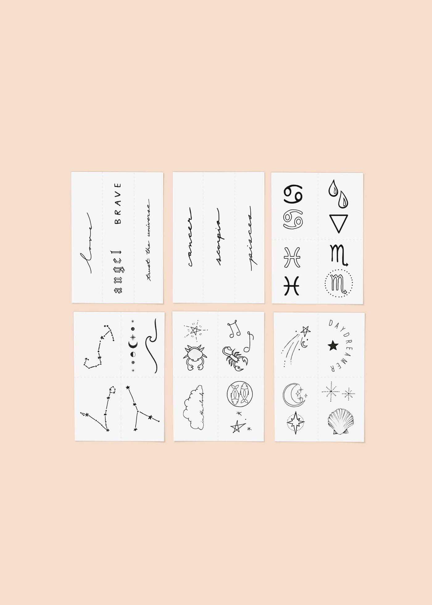 Zodiac Collection: Water Signs Temporary Tattoo Pack