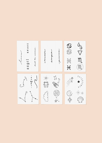 Zodiac Collection: Water Signs Temporary Tattoo Pack