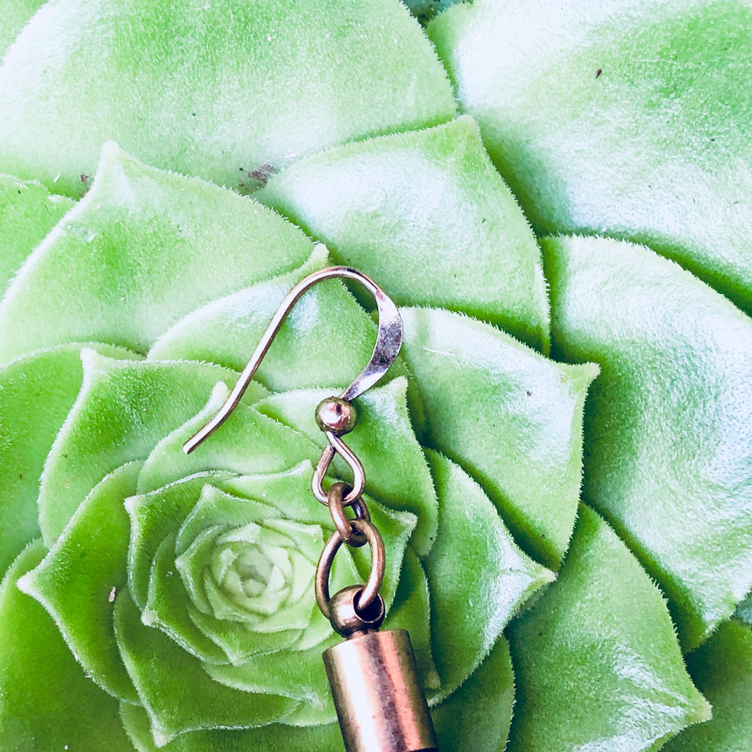 Earrings-Extra Long Feather-Golden Black, Boho Western