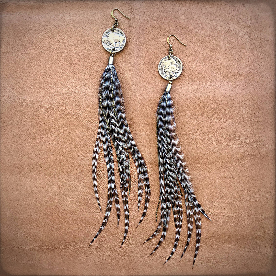 Earrings-FREEBIRDS COLLECTION: Buffalo Nickel-Grizzly