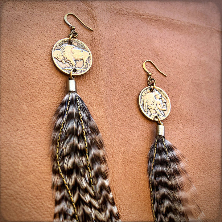 Earrings-FREEBIRDS COLLECTION: Buffalo Nickel-Grizzly