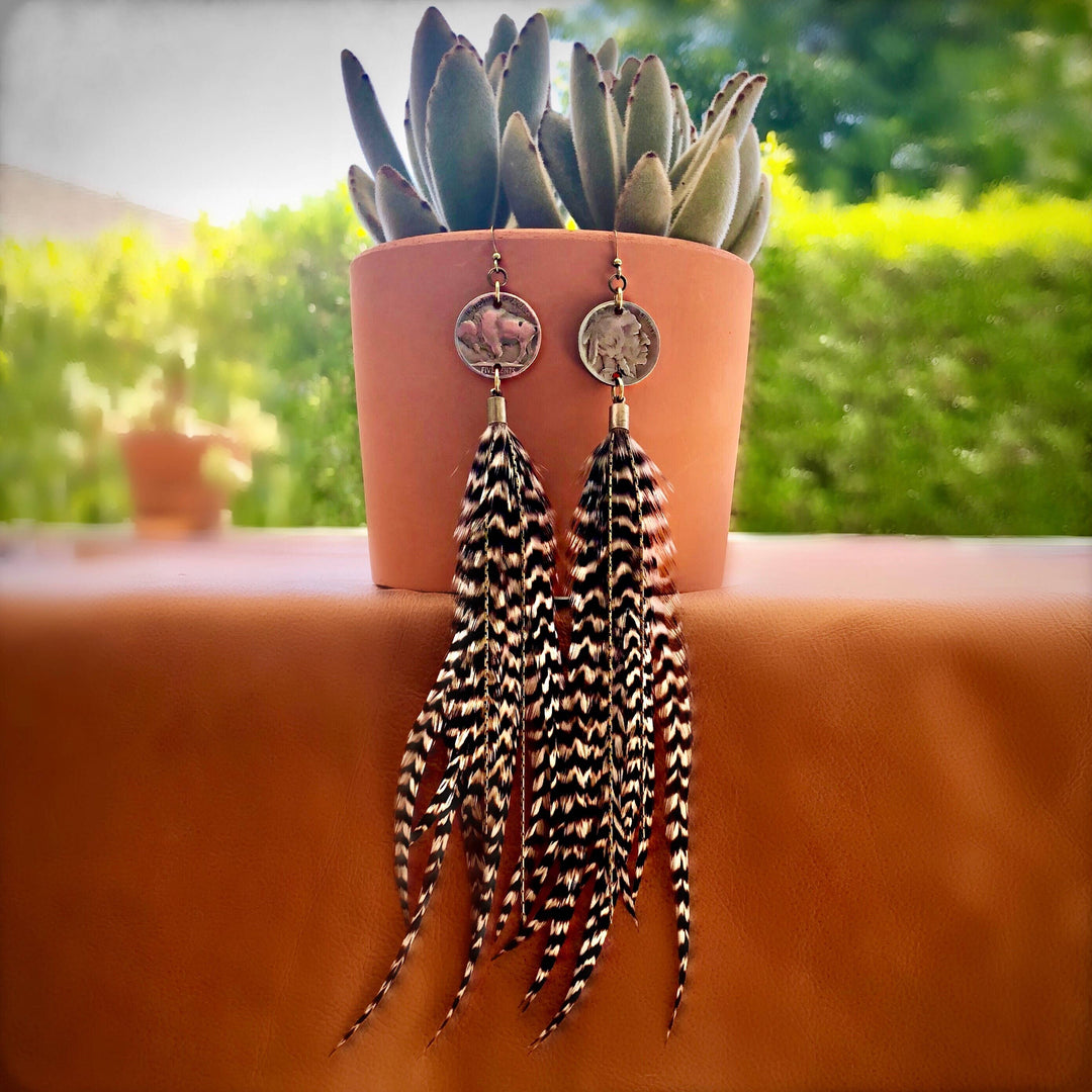 Earrings-FREEBIRDS COLLECTION: Buffalo Nickel-Grizzly
