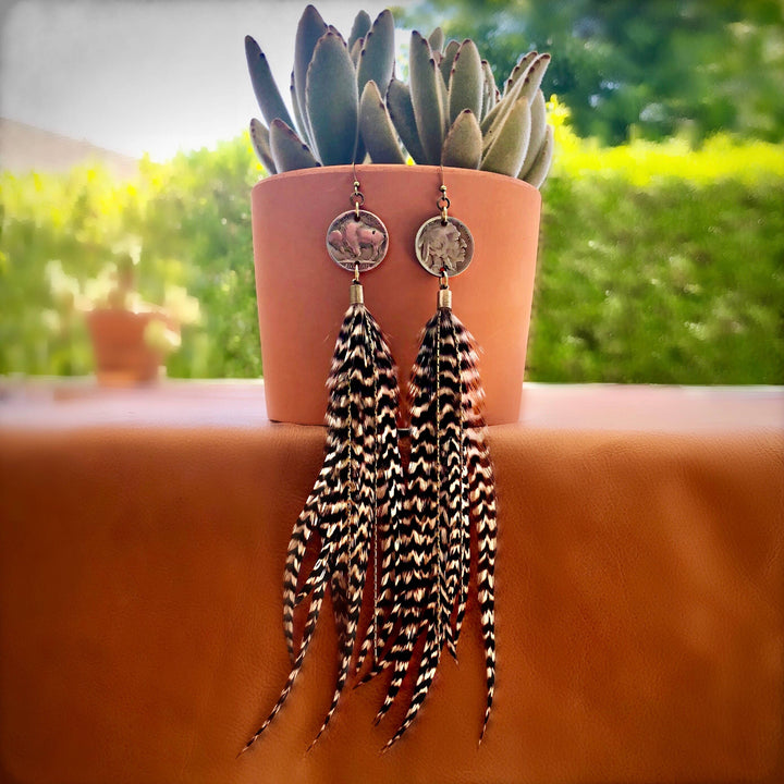 Earrings-FREEBIRDS COLLECTION: Buffalo Nickel-Grizzly