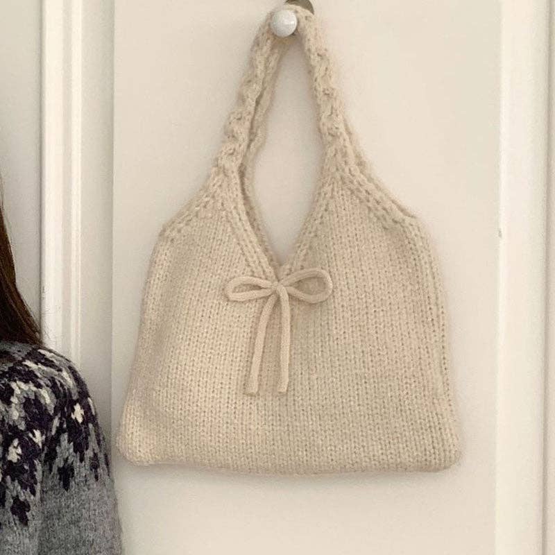 Cute Bow Knot Knit Handbag Underarm Bag DP25H585