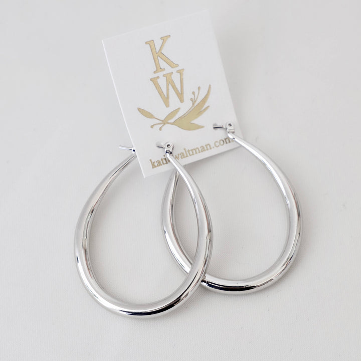 E1335G Gold Earrings-Large Teardrop Hoops