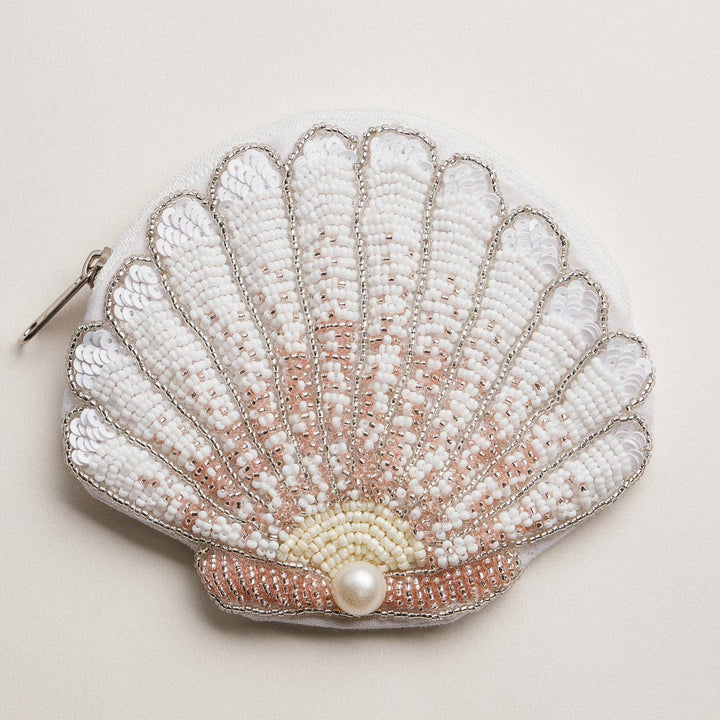 Beaded Coin Purse-Seashell with Pearl Accent